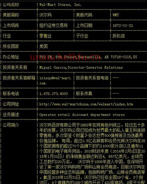 沃尔玛股票代码